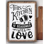 Sawfish® Kitchen is Seasoned with Love Funny Decoration Metal Sign Retro Vintage Wall Plaque Pub Shed Bar Office Man Cave Home Bedroom Dining Room