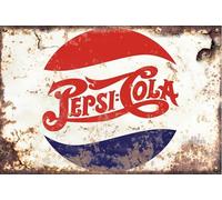 Sawfish® Pepsi Cola Kitchen Wall Decor Metal Sign Retro Vintage Wall Tin Plaque 10x15cm 20x15cm 20x30cm 30x40cm 40x60cm Ideal for Pub Shed Bar Office Man Cave Home Bedroom Dining Room Kitchen