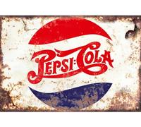 Sawfish® Pepsi Kitchen Wall Decor Metal Sign Retro Vintage Wall Tin Plaque 10x15cm 20x15cm 20x30cm 30x40cm 40x60cm Ideal for Pub Shed Bar Office Man Cave Home Bedroom Dining Room Kitchen
