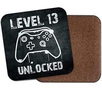 Sawfish® Square Single Coaster - Happy Birthday Level 13 Unlocked Gamer Gaming Controller Thirteen 13th Boys Kids