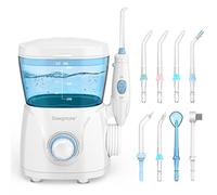 Sawgmore Water Flosser, Professional Dental Oral Irrigator with 6 Kinds of Unique Tips and 10 Pressure Settings, 600ML Water Tank Suitable for Whole Family (2 Pin UK Convertor Included)