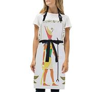 Sawhonn Egyptian Hieroglyphics Flat Design Apron for Women Chef Cooking Baking Clothes Adjustable Neck Strap Bib Aprons with 2 Pockets for Waiter Waitress