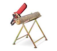Relaxdays Sawhorse, Wood Sawing, 120 kg, Foldable, Work Bench and Chainsaw Holder, Firewood, Sturdy Steel, Metal, Gold