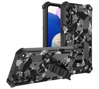 Sawiqpd Compatible for Samsung Galaxy A06 Case, Camouflage Design Military Grade Drop Protective Cover Soft TPU Hard PC Tough Armor Shockproof Phone Case for Galaxy A06 with Stand, Black