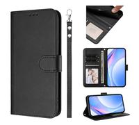 Sawiqpd for Blackview Wave 9C Case, Flip Leather Phone Cover with Wrist Strap Card Slots Magnetic Kickstand [RFID Blocking] Shockproof Wallet Case for Blackview Wave 9C, Black