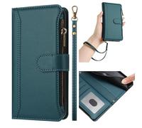 Sawiqpd for Blackview Wave 9C Wallet Case, Leather Zipper Pocket Phone Cover with 9 Card Holder 1 Cash Slot Magnetic Kickstand Flip Shockproof Case for Blackview Wave 9C, Green