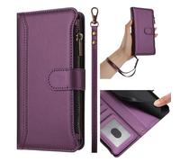 Sawiqpd for Blackview Wave 9C Wallet Case, Leather Zipper Pocket Phone Cover with 9 Card Holder 1 Cash Slot Magnetic Kickstand Flip Shockproof Case for Blackview Wave 9C, Violet