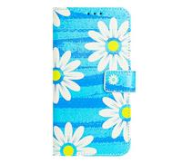 Sawiqpd for Doogee B10 Pro Cover, Flip PU Leather Wallet Phone Case Shockproof TUP Bumper with Card Holder Magnetic Kickstand Protective Case for Doogee B10 Pro, Blue Daisy