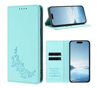 Sawiqpd for Google Pixel 10A Case, Embossed Peony Slim Wallet Magnetic Phone Cover RFID Blocking Protection Stand Card Slots Shockproof Leather Flip Case for Google Pixel 10A 5G, Mint Green