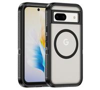 Sawiqpd for Google Pixel 8A 5G Case, Magnetic Phone Case Compatible with MagSafe Shockproof Military Grade Protection Cover Back Anti-Yellow Slim Cover for Google Pixel 8A, Black & Clear