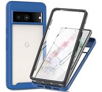 Sawiqpd for Google Pixel 8A 5G Case with Built-in Screen Protector, 360 Full Body Protective Cover Heavy Duty Anti-Scratch Shockproof Slim Silicone Bumper Clear Phone Case for Pixel 8A, Blue