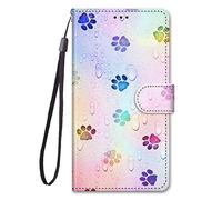 Sawiqpd For Honor Magic 5 Lite Phone Case, Honor X9A Case, Flip Shockproof PU Leather Wallet Card Slots Premium Cover TPU Bumper Protective Case with Magnetic Kickstand Women Men, Footprints