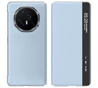 Sawiqpd for Honor Magic V5 Case, Slim-Fit Business Leather Flip Phone Cover for Men Women Folding Kickstand Anti-Fall Shockproof Intelligence Protective Case for Honor Magic V5, Blue
