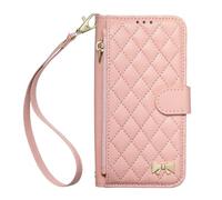 Sawiqpd for Honor X5C Plus Case Women Girls, Classic Leather Zipper Pocket Wallet Bowknot Gild Phone Cover with Card Holder Flip Stand Shockproof Case for Honor X5C Plus, Pink