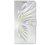 Sawiqpd for Honor X6C Phone Case, Flip PU Leather Shell Wallet Protective Cover with Card Slots Magnetic Kickstand Silicone Bumper Shockproof Case for Honor X6C, Crystal Wings