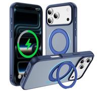Sawiqpd for iPhone 16 Pro Case with Metal Kickstand Ring Holder, Military Grade Drop Protection Micro-Sand Cover Compatible with MagSafe Shockproof Slim Phone Case for iPhone 16 Pro, Blue