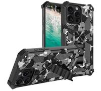 Sawiqpd for iPhone 16 Pro Max Case 6.9", Camouflage Design Military Grade Drop Protective Cover Soft TPU Hard PC Tough Armor Shockproof Phone Case for iPhone 16 Pro Max 5G with Stand, Black