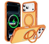 Sawiqpd for iPhone 17 Pro Case with Metal Kickstand Ring Holder, Military Grade Drop Protection Micro-Sand Cover Compatible with MagSafe Shockproof Slim Phone Case for iPhone 17 Pro, Orange
