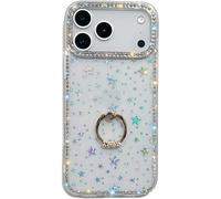Sawiqpd for iPhone 17 Pro Case with Ring Kickstand, Bling Diamonds Crystal Girly Phone Cover Luxury Glitter TPU Silicone Bumper Shockproof Slim Cute Case for iPhone 17 Pro, Stars