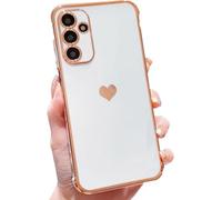 Sawiqpd for iPhone 18 Pro Max Phone Case Electroplated, White | Love Hearts Pattern, Soft TPU Silicone Bumper, Shockproof Air Cushion Protective Back Cover, Heavy Duty Protection, Slim Fit