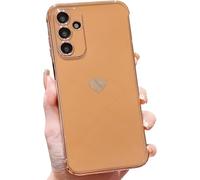 Sawiqpd for iPhone 18 Pro Phone Case Electroplated, Brown | Love Hearts Pattern, Soft TPU Silicone Bumper, Shockproof Air Cushion Protective Back Cover, Heavy Duty Protection, Slim Fit