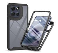 Sawiqpd for Motorola Moto G86 Case with Built-in Screen Protector, Full Protective Cover Heavy Duty Anti-Scratch Shockproof Slim Silicone Bumper Clear Phone Case for Motorola Moto G86, Black
