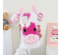 Sawiqpd for Nokia HMD Pulse/HMD Pulse Pro/HMD Pulse Plus Case, Cute Cow Soft Fluffy Furry Phone Case for Women Men Kids Faux Fur Warm Plush Shell Shockproof TPU Bumper Protective Cover, Pink