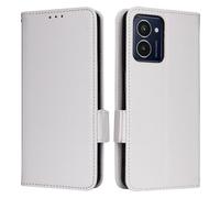Sawiqpd for Nokia HMD Pulse/HMD Pulse Pro/HMD Pulse Plus Case, Slim Shockproof Flip Wallet Protective Cover Leather Case with Card Holder Magnetic Closure Stand TPU Bumper Phone Cover, White