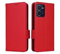 Sawiqpd for Nokia HMD Pulse/HMD Pulse Pro/HMD Pulse Plus Case, Slim Shockproof Flip Wallet Protective Cover Leather Case with Card Holder Magnetic Closure Stand TPU Bumper Phone Cover, Red