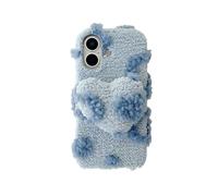 Sawiqpd for Nokia HMD Skyline 5G Case, Girly Cute Love Heart Fluffy Phone Cover Shockproof Soft Silicone Bumper Faux Fur Warm Winter Plush Shell Furry Back Case for Nokia HMD Skyline 5G, Blue