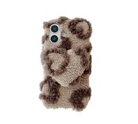 Sawiqpd for Nokia HMD Skyline 5G Case, Girly Cute Love Heart Fluffy Phone Cover Shockproof Soft Silicone Bumper Faux Fur Warm Winter Plush Shell Furry Back Case for Nokia HMD Skyline 5G, Brown