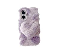 Sawiqpd for Nokia HMD Skyline 5G Case, Girly Cute Love Heart Fluffy Phone Cover Shockproof Soft Silicone Bumper Faux Fur Warm Winter Plush Shell Furry Back Case for Nokia HMD Skyline 5G, Purple