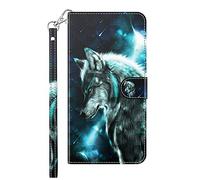 Sawiqpd for Samsung Galaxy A25 5G Phone Case, 3D Art Animals Flip PU Leather Wallet Cover with Magnetic Stand Card Slots Shockproof TPU Bumper Notebook Protective Cover for Galaxy A25, Wolf