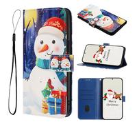 Sawiqpd for Samsung Galaxy J5 2017/J530 Case, Christmas Wallet Flip PU Leather ShockProof Protective Cover with Card Holder Magnetic Stand Xmas Phone Case for Samsung J5 2017/J530, Snowman