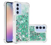 Sawiqpd for Samsung Galaxy S25 FE Case Bling, Girly Shiny Glitter Sparkle Quicksand Floating Liquid Clear Soft TPU Silicone Protective ShockProof Phone Cover for Samsung Galaxy S25 FE, Green