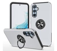 Sawiqpd for Samsung Galaxy S25 FE Case, for Samsung Galaxy S25 FE Phone Case with 360 Rotation Ring Holder Kickstand Shockproof Military Grade Protective Case Tough Armor Hard Back Cover, Silver
