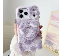 Sawiqpd for Samsung Galaxy S26 Edge Case, Girly Cute Love Heart Fluffy Phone Cover Shockproof Soft Silicone Bumper Faux Fur Warm Winter Plush Shell Furry Back Case for Samsung Galaxy S26 Edge, Purple