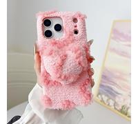 Sawiqpd for Samsung Galaxy S26 Edge Case, Girly Cute Love Heart Fluffy Phone Cover Shockproof Soft Silicone Bumper Faux Fur Warm Winter Plush Shell Furry Back Case for Samsung Galaxy S26 Edge, Pink