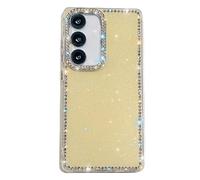 Sawiqpd for Samsung Galaxy S26 Edge Case, Girly Glitter Diamonds Crystal Luxury Shiny Phone Case for Women Bling Slim Silicone Bumper Shockproof Protective Cover for Samsung Galaxy S26 Edge, Yellow