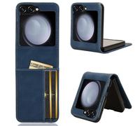 Sawiqpd for Samsung Galaxy Z Flip 6 5G Phone Case, Premium Leather Flip Wallet Cover with Credit Card Pocket ID Slots Magnetic Stand Shockproof Protective Cover Case for Samsung Z Flip6 5G, Blue