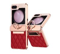Sawiqpd for Samsung Galaxy Z Flip 6 Phone Case, Z-Flip-6 Case with Kickstand & Hinge Protection, Glitter Bling Diamonds Cover Shockproof Protective Back Case for Samsung Z Flip 6 5G 2024, Wine Red