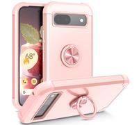 Sawiqpd Google Pixel 8A 5G Case, Shockproof Military Grade Drop Protection Cover with Ring Holder Kickstand Hard PC Back Cover Tough Armour Phone Case for Google Pixel 8A 5G, Rose Gold