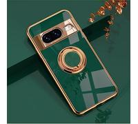 Sawiqpd Google Pixel 8A 5G Case, TPU Silicone Soft Material Phone Case with Ring Hold Kickstand Shockproof Cover Support Magnetic Car Mount Slim Protective Case for Google Pixel 8A 5G, Dark Green