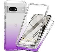 Sawiqpd Google Pixel 8A 5G Phone Case with Built-in Screen Protector, Full Body Protective Cover Heavy Duty Anti-Scratch Shockproof Slim Silicone Bumper Clear Case for Google Pixel 8A, Purple