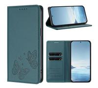 Sawiqpd Leather Case for Doogee B10 Pro Phone Case, Butterflies Embossed Protective Wallet with Card Slots Magnetic Shockproof Kickstand Flip Folio Cover for Doogee B10 Pro, Dark Green