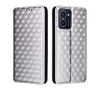 Sawiqpd Phone Case for Nokia HMD Pulse/HMD Pulse Pro/HMD Pulse Plus, Magnetic Protective Folio Flip Wallet Leather Case Shockproof Cover with Card Slots Stand Soft TPU Bumper Slim Cover, Silver