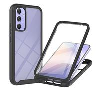 Sawiqpd Samsung Galaxy A54 5G Case with Built-in Screen Protector, 360 Full Body Protective Cover Heavy Duty Anti-Scratch Shockproof Slim Silicone Bumper Clear Phone Case for Samsung A54 5G, Black