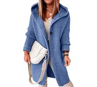 Cardigan Women's Chunky Knit Cardigan Long Women's Cardigan Long Sleeve Chunky Cardigan Cardigan Hooded Winter Coats Long Cardigan Outwear Elegant Transitional Jacket (Color : Blue, Size : XL)