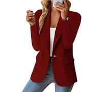 Sawmew Women's Blazer for Women Cardigan Leisure Business Jacket with Pockets Female Blazer Blazer Women Short Jackets for Women Elegant(Dark Red,XXL)