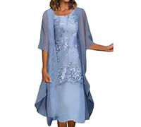 Sawmew Women's Dresses Women's Dress Two Piece Lace Dress Festive Dress Two Piece Wedding Dress Elegant Dress with Jacket Dress Bridesmaid Dresses Cocktail Dresses Evening Dress (Color : Blue, Size